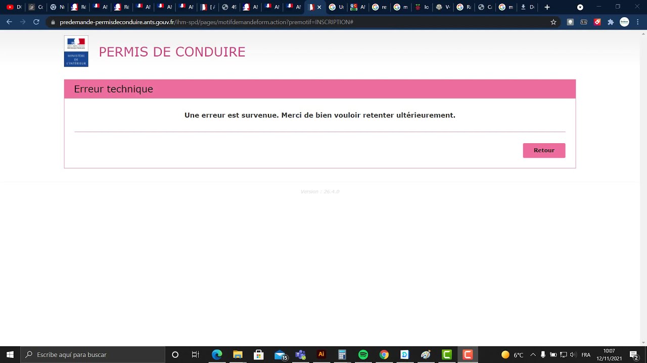 ANTS Erreur technique (solution): Fabrication de votre permis de conduire